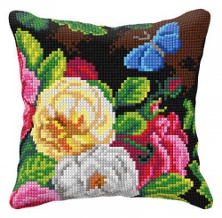 Zestaw do haftu krzyżykowego poduszka – Kwiaty w ogrodzie