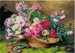 Schemat do haftu Francois Rivoire - Bukiet róż i hortensji na omszałym brzegu