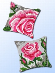 Pakiet 2 zestawów poduszek do wyszywania i Latch-hooka: Róża