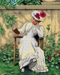 Schemat do haftu Frantisek Dvorak - Dama z książką w ogrodzie