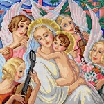 Kanwa z nadrukiem Gerda Wegner - Madonna z dzieciątkiem i muzykującymi aniołkami