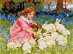 Kanwa z nadrukiem Frederic Morgan - Karmienie królików