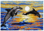 Zestaw latch - hook dywanik -  Delfiny w tropikach