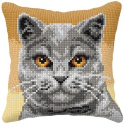 Zestaw do haftu krzyżykowego poduszka – Kot brytyjski