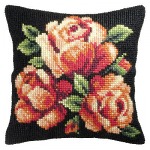 Zestaw do haftu krzyżykowego poduszka – Pomarańczowe róże