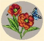 Zestaw do haftu krzyżykowego obrazek Maki i motyl