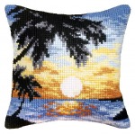 Zestaw do haftu krzyżykowego poduszka – Zachód słońca w tropikach