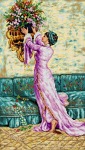 Kanwa z nadrukiem Osman Hamdi - Kobieta z kwiatami