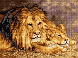 Kanwa z nadrukiem Geza Vastagh - Odpoczywające lwy
