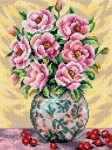 Kanwa z nadrukiem Róże w kolorowym wazonie