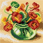 Kanwa z nadrukiem - Kwiaty w słoiku