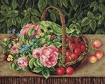 Schemat do haftu Kosz kwiatów i owoców