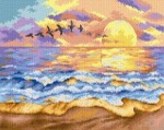 Schemat do haftu Zachód słońca na plaży
