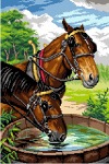 Schemat do haftu Robert Atkinson Fox - Zaprzężone konie przy wodopoju