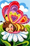 Schemat do latch - hooka Dywanik - Śpiący motylek na kwiatku