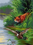 Schemat do haftu Adolf Heinrich Mackeprang - Polujący lis