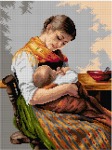 Kanwa z nadrukiem Georgios Jakobides - Matka z dzieckiem